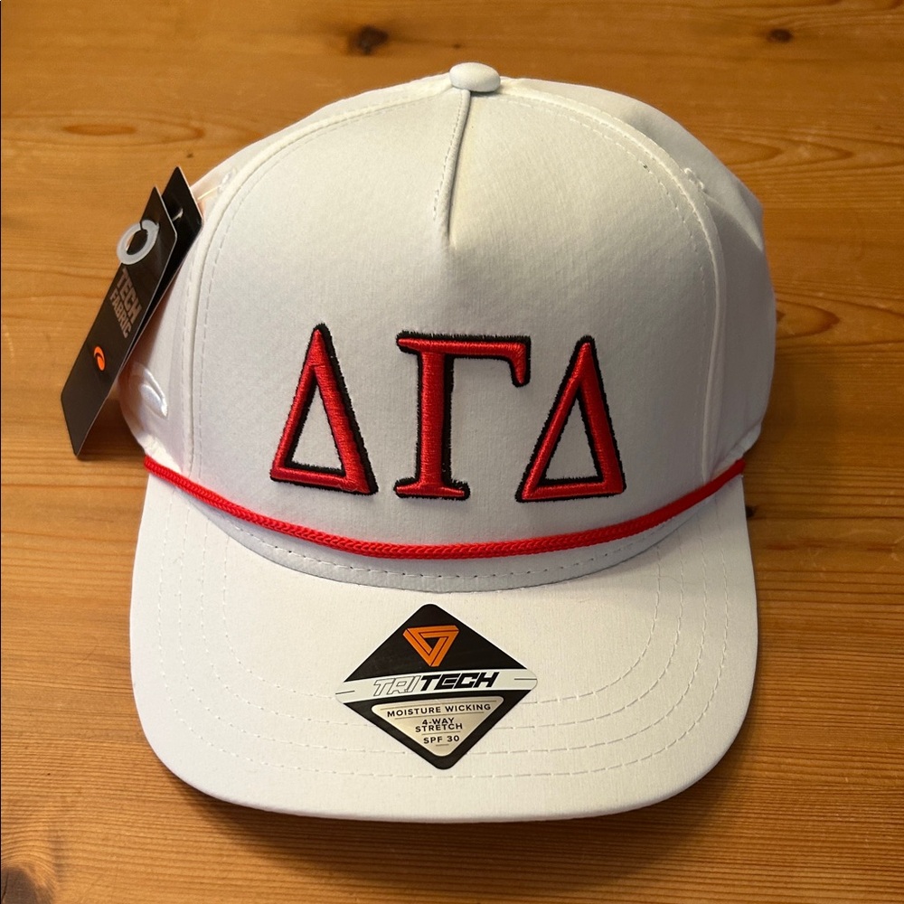 White and Red Greek Letter Hat